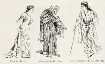 Kostüme aus der Oper Falstaff von Verdi, aus L